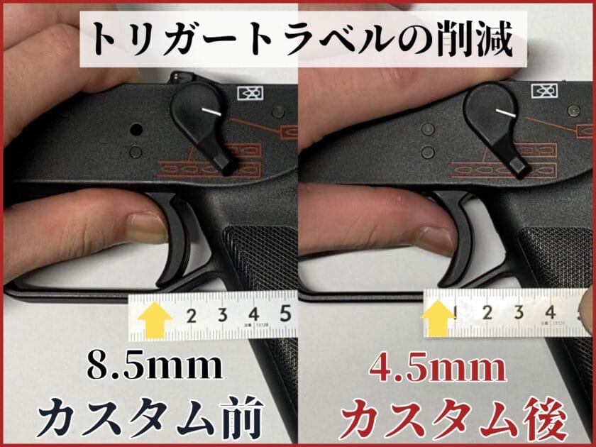 VFC ガスブロUMP トリガートラベル削減 カスタム前 カスタム後