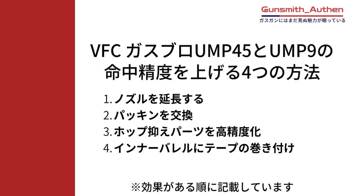 VFC ガスブロUMPの4つのカスタム方法リスト